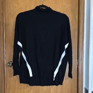 Lane Bryant Mock Neck Ribbed Black White Stripe Sweater Size 22/24